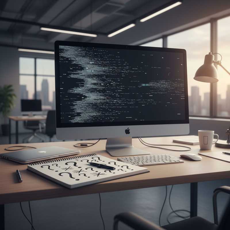 Leeg bureau met computerscherm dat geen beschikbare data toont, symboliseert afwezigheid van bronmateriaal voor nieuwsproductie