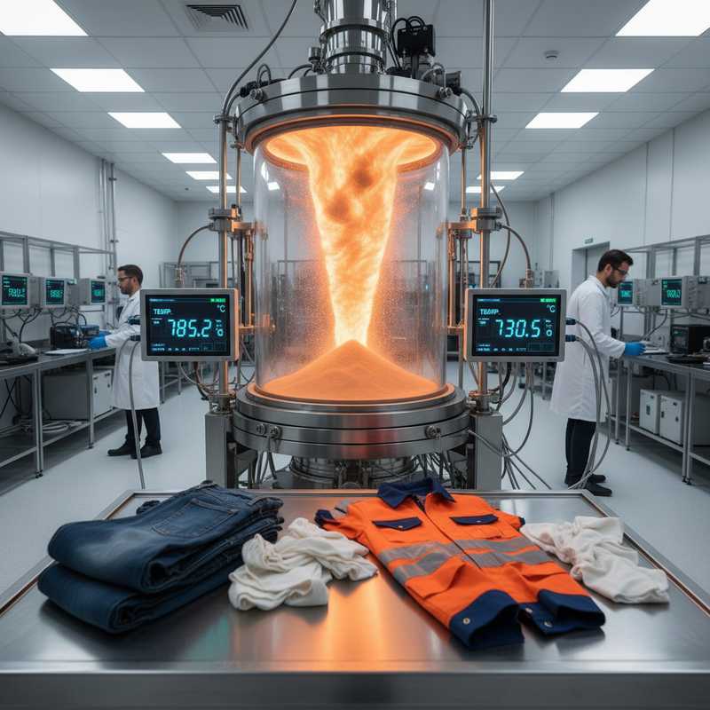 Industriële reactor in TNO-laboratorium die textielafval thermochemisch verwerkt tot chemicaliën